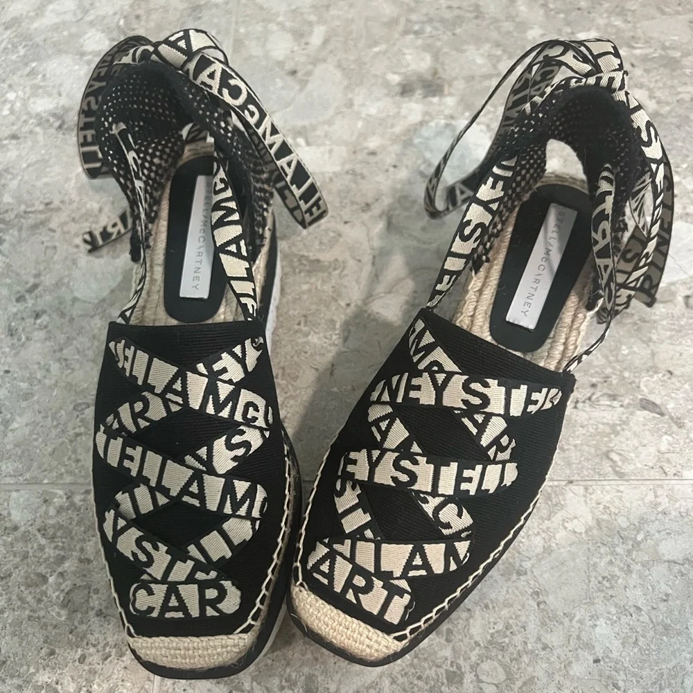 Black and Cream Stella McCartney Designer Espadrilles - Picture 1 of 6